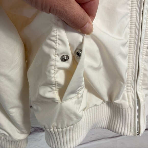 Tommy Hilfiger Jacket SZ L Ladies Cream Fleece Lined Hooded Zip Up Pockets - Picture 4 of 15